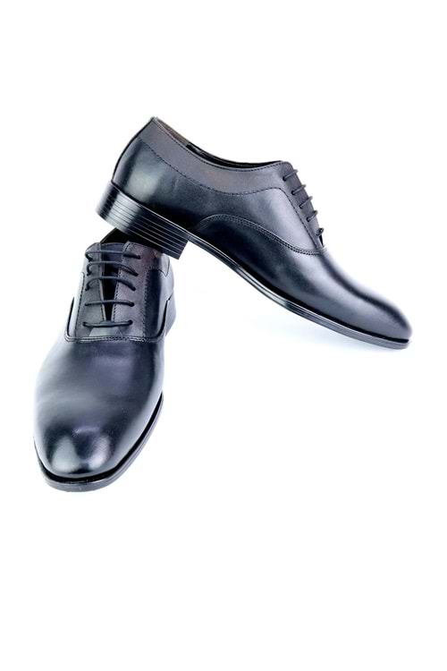 Fecri Hüner Hakiki Deri Bağcıklı Siyah Erkek Ayakkabı
