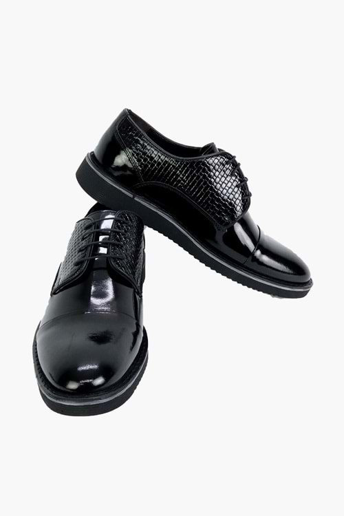 Murat Doğan Hakiki Deri Eva Taban Siyah Bağcıklı Rugan Erkek Ayakkabı