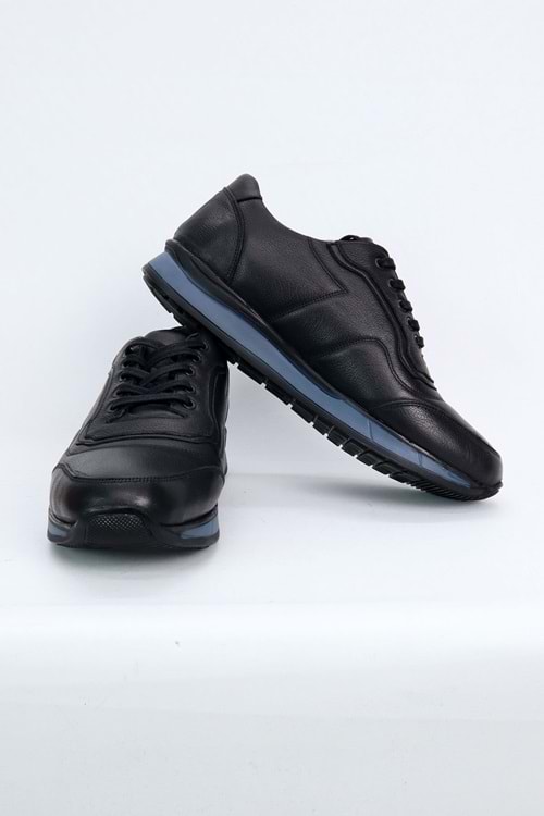 Paletto Siyah Bağcıklı Hakiki Deri Erkek Spor Ayakkabı