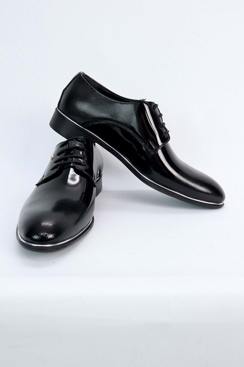 Tamboğa Siyah Rugan Deri Görünümlü Bağcıklı Erkek Ayakkabı