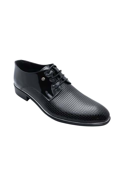 TAMBOĞA Siyah Klasik Rugan Suni Deri Erkek Ayakkabı