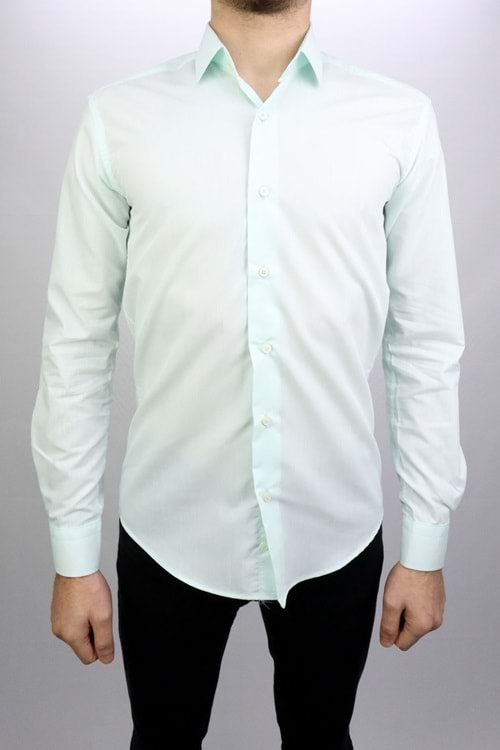 Zayfa Açık Yeşili Slim Fit Uzun Kol Erkek Gömlek