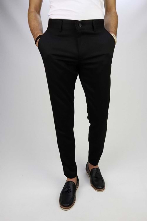 Zayfa Siyah Diyagonal Slim Fit Erkek Pantolon
