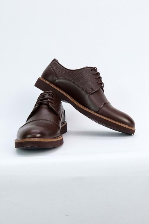 Kemudo Kahverengi Bağcıklı Eva Taban Hakiki Deri Erkek Ayakkabı