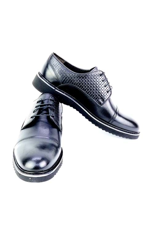 Murat Doğan Hakiki Deri Eva Taban Siyah Bağcıklı Erkek Ayakkabı